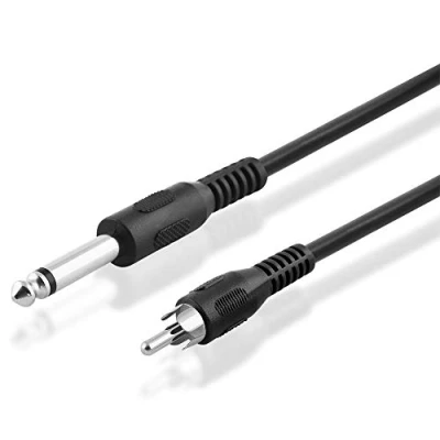 Abbildung von BestPlug 20cm Audio Kabel Aux in Out, 6,3mm Mono Klinke Stecker auf Cinch Stecker, Schwarz