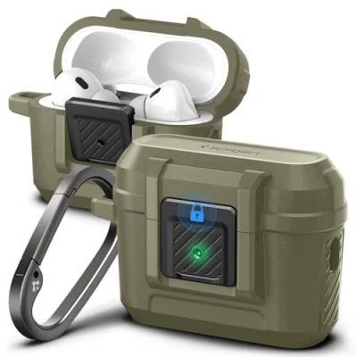 Abbildung von Spigen Lock Fit Hülle Case Kompatibel mit AirPods Pro 2. Generation (2023/2022) Vintage Khaki