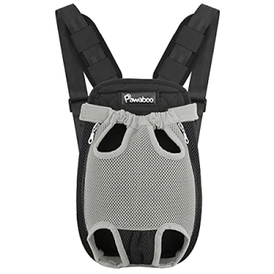 Abbildung von Pawaboo Haustier Rucksack Hund Tragetasche, Verstellbar Beinen heraus Rucksäcke Tragbar Reisetasche, Atmungsaktiv und Bequem Speziell für Klein Mittler Hunde Katzen Welpen, S, Grau