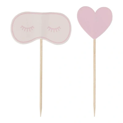 Abbildung von Ginger Ray Eye Mask and Hearts Cupcake Toppers Birthday Pamper Party Cake Decorations 12 Pack