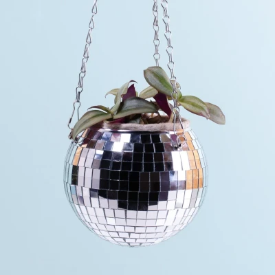 Abbildung von Hängender Discokugel Blumentopf Silber