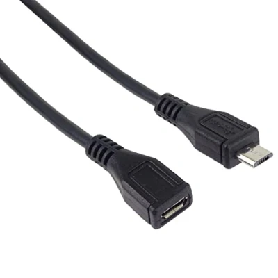 Abbildung von PremiumCord Micro USB Verlängerungskabel 5m, B Buchse auf Stecker, 2.0 High Speed Datenkabel, 2x geschirmt, AWG28, Farbe schwarz, Länge 5m