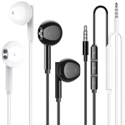 Abbildung von für 3.5mm in Ear kopfhörer mit Kabel Ohrhörer Mikrofon und Lautstärkeregler iPhone, iPod, iPad, MP3, Huawei, Samsung, Leichte Kopfhörern