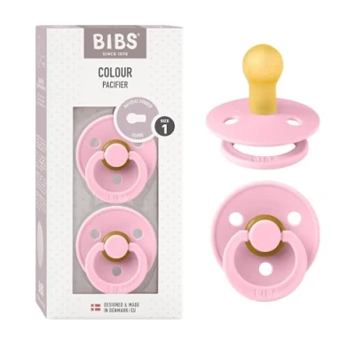 Abbildung von BIBS Colour Schnuller 2er Pack, BPA frei, Kirschform Nippel. Naturkautschuk/Latex, Hergestellt in Dänemark. Größe 1 0+ Monate 2 Baby Pink/Baby Pink
