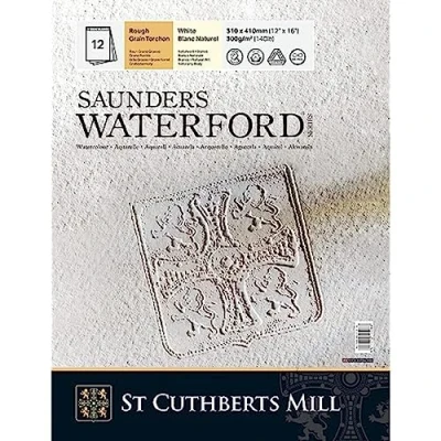 Abbildung von ST. CUTHBERTS MILL Saunders Waterford, raues Künstleraquarellpapier, 300 g/m², an der kurzen Seite geleimter Block, 23 x 31 cm, Naturweiß, 12 Bögen