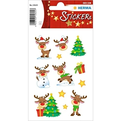 Abbildung von HERMA 15625 Aufkleber Rentier Rudolph klein groß, 24 Stück, Weihnachten Sticker mit Weihnachtsbaum Motiv, Kinder Etiketten für Weihnachtsdeko Geschenke Adventskalender Winter Dekoration DIY Basteln