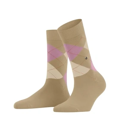 Abbildung von Burlington Queen Rautenmuster Logoemblem Socken, Damen, Größe: 36 41, Braun rosa