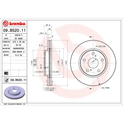 Abbildung von Bremsscheibe BREMBO 09.B520.11