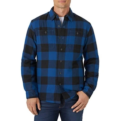 Abbildung von Wrangler Authentics Herren Long Sleeve Sherpa Lined Shirt Jacket Hemd, Blauer Büffel, Mittel