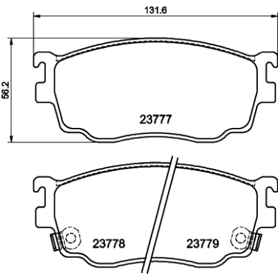 Abbildung von HELLA 8DB 355 011 561 Bremsbelagsatz mit akustischer Verschleißwarnung MAZDA: Premacy, 626 V Limousine, Hatchback