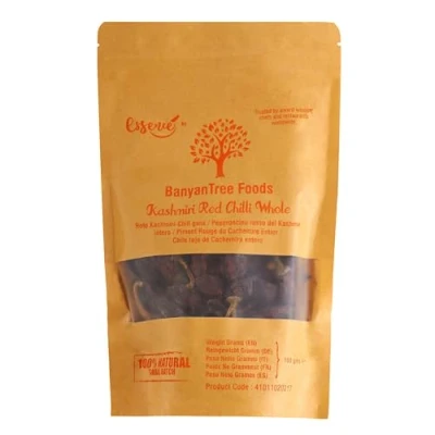 Abbildung von BanyanTree Foods Kashmiri Chilli Ganze Whole 100g Feinschmecker milde Chilis zur Herstellung von Chilipaste.