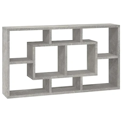 Abbildung von vidaXL Wandregal mit 8 Fächern Bücherregal Hängeregal Wandboard Regal Schweberegal Wohnzimmerregal Wandablage Ausstellungsregal Betongrau