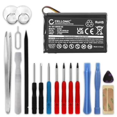 Abbildung von subtel® GPS Ersatz Akku 361 00056 00 50 00045 Ersatzakku für Garmin Drive 51 DriveSmart 5 Nüvi 55 52 40 30 Navigationsgerät 1100mAh + Werkzeug Set 17tlg Navi Batterie