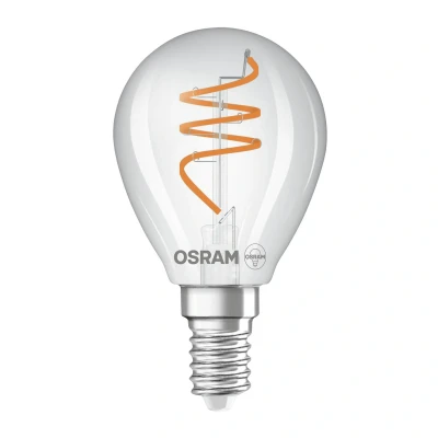 Abbildung von OSRAM Vintage 1906 Classic ist eine warmweiße, dimmbare LED Lampe in Miniballform mit spiralförmigem Filament. Sie bietet 4.6 W für 470 lm, E14 Fassung, klarfarbenes Glas, 45 mm Durchmesser, 2700 K.
