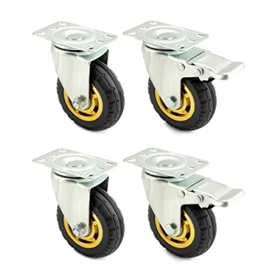 Abbildung von QWORK® 4 Stück 100mm schwerlastrollen bis 70 kg pro rolle stoßdämpfung lenkrollen für möbeltransporte und industrietransporte (2 + 2 bremsrollen)