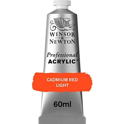 Abbildung von Winsor &amp; Newton 8840460 Professional Acrylfarbe in Künstlerqualität, hohe Farbbrillanz Deckkraft, Archivqualität, 60ml Tube Kadmiumrot Hell