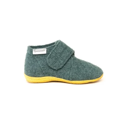 Abbildung von Gottstein Kinder Hausschuh Alpine Racer RU für Jungen &amp; Mädchen aus Schurwolle mit Klettverschluss Perfekter Filzhausschuh Kindergarten Kita Oceangreen 27