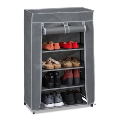 Abbildung von Relaxdays Schuhschrank Stoff, 5 Fächer, 15 Paar Schuhe, Abnehmbarer Bezug, Schuhregal, HxBxT: 90 x 60 30 cm, anthrazit