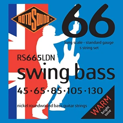 Abbildung von Rotosound Nickelsaiten für E Bass, Runddraht, Standardstärke 45 65 80 105 130