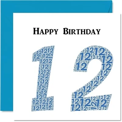 Abbildung von lustige Geburtstagskarte zum 12. Geburtstag für Jungen Shapecloud Happy Birthday Karte Sohn, Tochter, Bruder, Schwester, Enkel, Enkelin, Nichte, Neffe, Cousin, 145 mm Grußkarten,