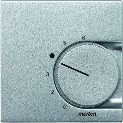 Abbildung von Schneider Electric Merten 536260 Zentralplatte für Raumtemperaturregler Einsatz mit Wechselkontakt, aluminium, System M, Made in Germany