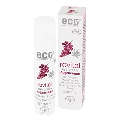 Abbildung von ECO revital Augencreme 15 ml mit Bio Traubenkernextrakt, Hyaluron und Hanfsamenöl Cosmos Organic
