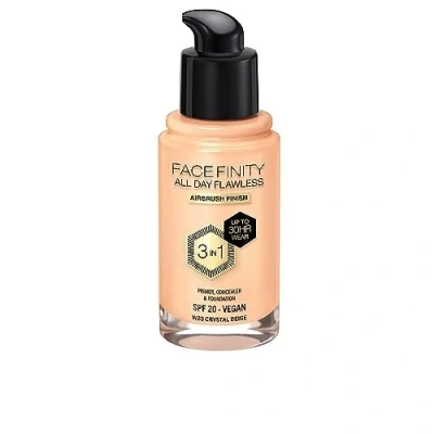 Abbildung von Max Factor Facefinity All Day Flawless 3 in 1 Foundation Crystal Beige 33 Primer, Concealer &amp; einem Für ein perfekt mattiertes Finish x 30 ml