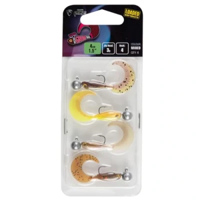 Abbildung von Fox Rage Micro Grub Tail Mixed UV Colour Pack 4cm 3g 4 Gummiköder zum Jiggen, Gummifische für Barsche, Shad, Softbaits