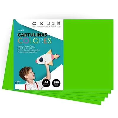 Abbildung von Farbkarton, A4 intensive Farben, 180 g, für Bastelarbeiten, Drucken Sie Ihre Dokumente und kreativen Designs, Farbblätter, m office (250 Blatt, kräftiges Grün)
