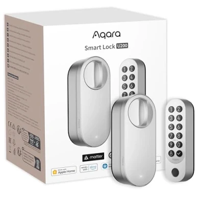 Abbildung von Aqara Smart Lock U200 (mit Fingerabdruck), Matter Over Thread, Smartes Türschlosss mit Apple Home Key und Aufladbarem Akku, Unterstützt Home, Google Alexa SmartThings, Silber