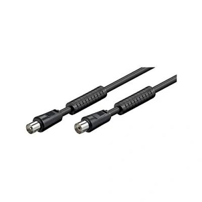 Abbildung von Goobay 50728 Antennenkabel 1,5m / Koax Stecker auf Buchse SAT Kabel 80 dB Koaxialkabel Satellitenkabel 2fach geschirmt TV mit Ferrit Schwarz Fernsehkabel