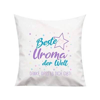 Abbildung von ShirtInStyle, Geschenkset, Kissen beste Uroma der Welt, danke das es dich gibt! Farbe weiß