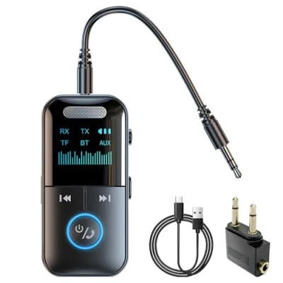 Abbildung von 5.4 Bluetooth Adapter Transmitter Flugzeug, 2 in 1 und Receiver, Sender Empfänger, Klinke AUX 3,5mm für Kopfhörer, Stereoanlage, Autoradio, TV