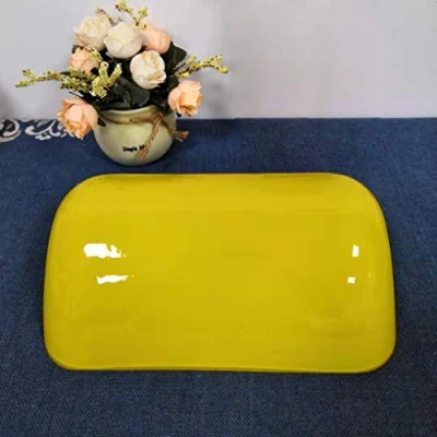Abbildung von LANMOU Lampenschirm für Bankerslampe, Multicolor Glass Ersatzschirm Banker Lamp Glas Schirm Bankers Tisch Leuchte, 22,5 x 13,5 7,5 cm,Gelb
