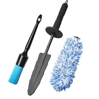 Abbildung von CARMODO® Mikrofaser Felgenbürste extra dünn Mit wechselbaren Bürstenbezug Reinigung bis tief ins Felgenbett inkl. blauem Felgen Pinsel Wheel Brush
