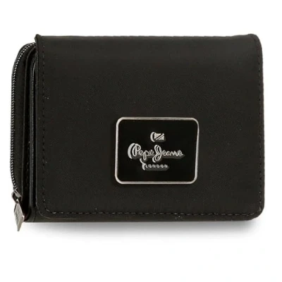 Abbildung von Pepe Jeans Christine Geldbörse mit Geldbörse, Schwarz, 10 x 8 3 cm, Polyester, Details aus Kunstleder von Joumma Bags, Talla única, Brieftasche