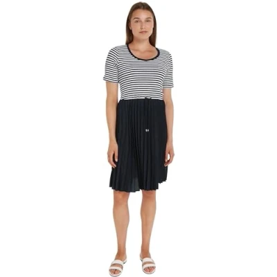 Abbildung von Tommy Hilfiger Midikleid &quot;5x2 RIB CNK PLEATED KNEE DRS SS&quot;, in gestreifter Optik