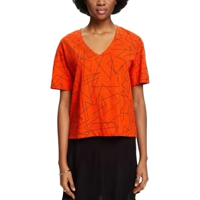 Abbildung von Esprit MIT Vausschnitt Tshirt print, Damen, Größe: Small, Bright orange
