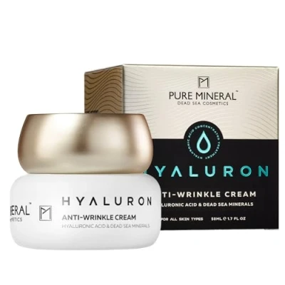 Abbildung von Pure Mineral Hyaluron Anti Falten Creme für alle Hauttypen Tote Meer Mineralien, verstärkte Hydratation, strafft das Gesicht Ohne Silikone, Sulfate, Parabene 50ml