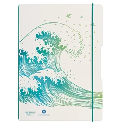 Abbildung von herlitz 50033645 Notizheft flex, A4, 2 x 40 Blatt, liniert und kariert, Motiv: GREENline Welle, 1 Stück