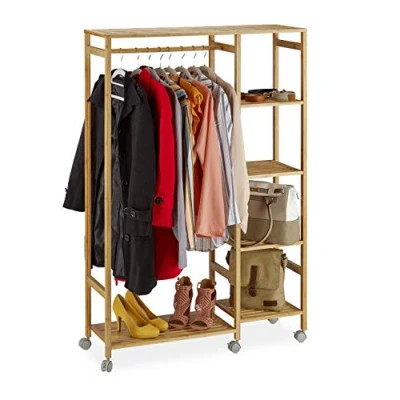 Abbildung von relaxdays Kleiderständer Rollgarderobe Bambus