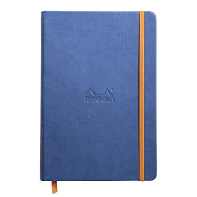 Abbildung von Rhodia 118748C Rhodiarama Book (DIN A5, 14,8 x 21 cm Notizbuch mit Gummizug, liniert, 96 Blatt) 1 Stück saphirblau