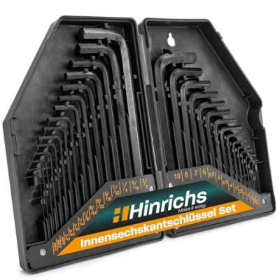 Abbildung von Hinrichs 30 tlg. Innensechskantschlüssel Satz Zoll und Metrisch Innensechskant mit Kugelkopf Sechskantschlüssel Set Fahrrad korrosionsbeständiges Schlüssel Hex Key, Allen Keys