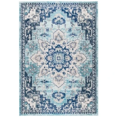 Abbildung von Safavieh Boho Teppich für Wohnzimmer, Esszimmer, Schlafzimmer Madison Collection, Kurzer Flor, Blaugrün und Marineblau, 244 X 305 cm