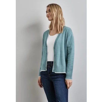 Abbildung von Street One MIT Tipping Strickjacke, Damen, Größe: 42, Blau