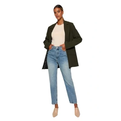 Abbildung von TRENDYOL Damen Gerade Mama Hohe Taille Jeans, Blau, 32