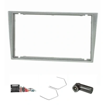 Abbildung von tomzz Audio 2439 016 Doppel DIN Radioblende Set kompatibel mit Opel Corsa C Combo Vectra Meriva Charcoal metallic Quadlock Fakra Antennen Phantom Adapter ISO Entriegelungsbügel