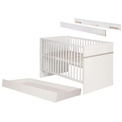 Abbildung von roba Bettset &#039;Moritz‘ 70x140 cm inkl. Lattenrost, Umbauseiten und Bettkasten, weiß/Luna Elm