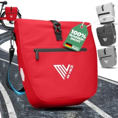 Abbildung von MIVELO 2in1 Fahrradtasche für Gepäckträger Gepäckträgertasche wasserdicht Inkl. gepolstertem Laptopfach &amp; Schultergurt Tasche Fahrrad I Packtasche 20L (Rot)