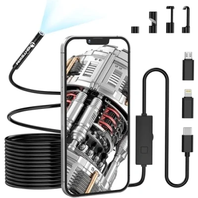 Abbildung von 5,5 mm 1920P Endoskop Schlangen inspektionskamera, Lightswim Typ C Endoskop, Scope Kamera mit 8 LED Leuchten für Android und iOS Smartphones, iPhone, iPad, Samsung (16,5 ft/5 m)